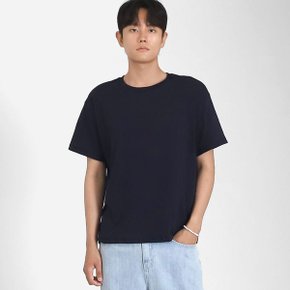 면 롤업 배색 반팔 라운드 티셔츠 BSM011