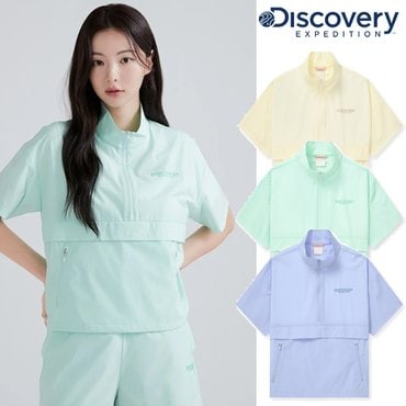 디스커버리 (정상가109000원)디스커버리 DWTR94043 여성 우븐 쿨터치 하이넥 반팔 아노락 자켓