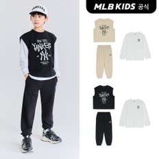 MLB키즈 (공식)25SS 바시티 VEST 긴팔 3 SET (2color) 7AS1V0151-SET