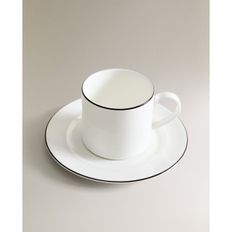 블랙 림 본차이나 찻잔과 찻잔받침. 43249208064