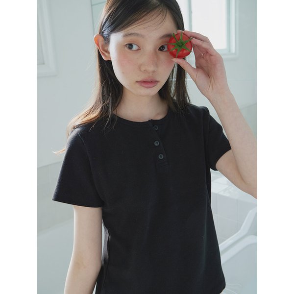 Henley Short Sleeve T-Shirt_BLACK