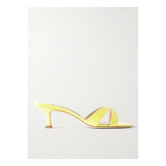 마놀로블라닉 칼라무 페이턴트 가죽 뮬 50mm 파스텔 옐로 1647597351904026