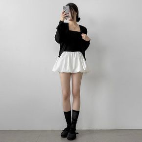 펌킨 벌룬 미니 밴딩 스커트 bo 3338c_P400815596