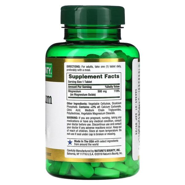 해외직구 Nature`s Bounty 네이처스바운티 마그네슘 500mg 200정 Magnesium