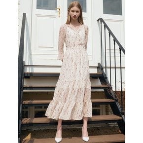 VANESSA  Vneck Flower Chiffon Tiered Dress_Ivory