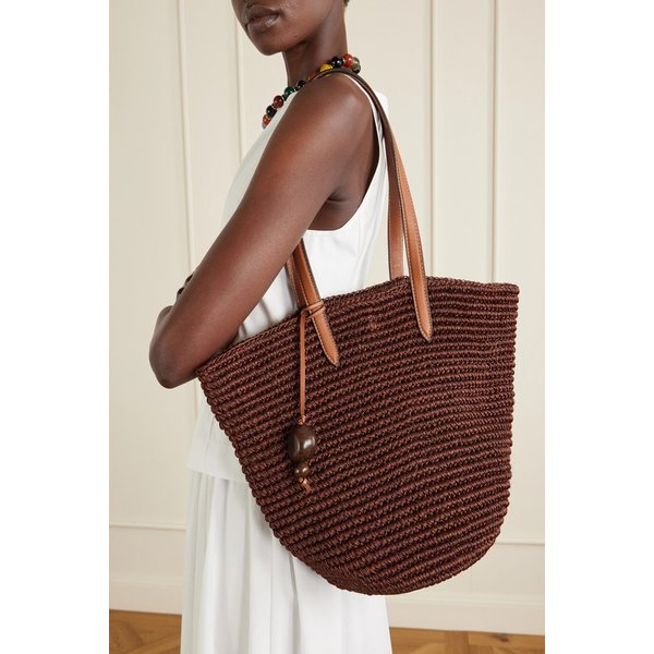 헌팅시즌 가죽 트리밍 위빙 라피아 토트 46376663163024208