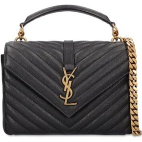 YSL 생로랑 로고 컬리지 퀼티드 레더 체인 스트랩 숄더백