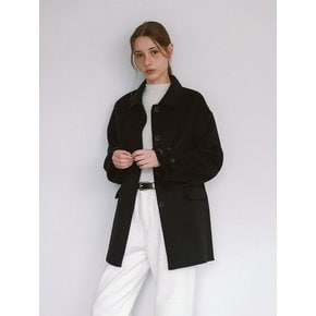 Wool Handmade Half Coat - Black