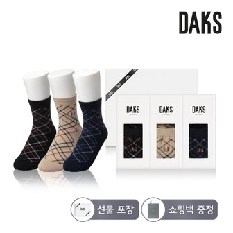 닥스 닥스양말 숙녀 면 단목 닥스사선체크 3족세트 DK24409