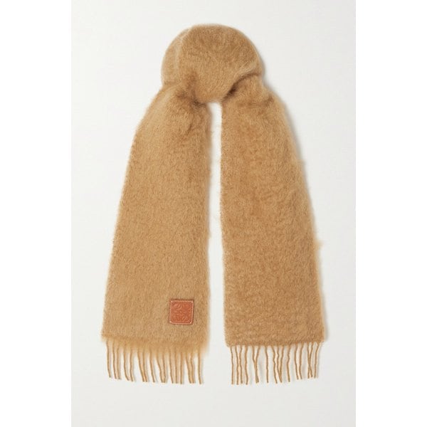 아플리케 프린지 모헤어 혼방 스카프 카멜 1647597289183374