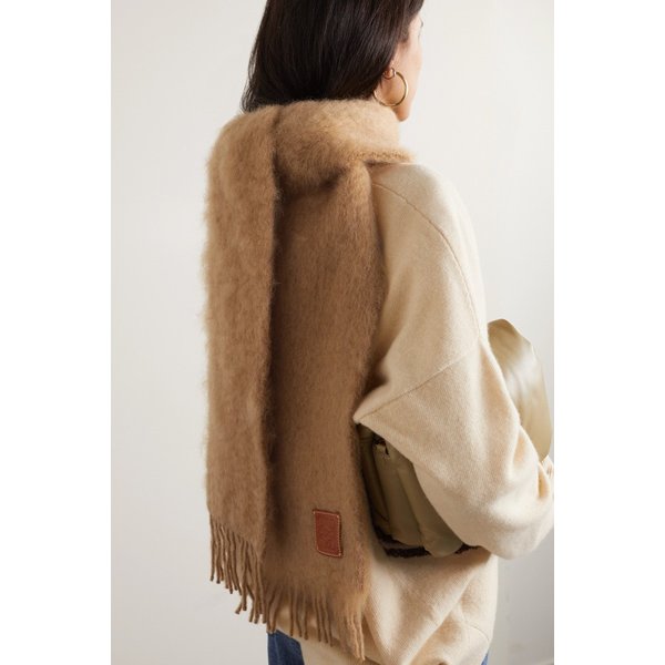 아플리케 프린지 모헤어 혼방 스카프 카멜 1647597289183374
