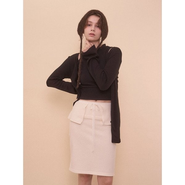 BOUCLE WRAP SKIRT-IVORY