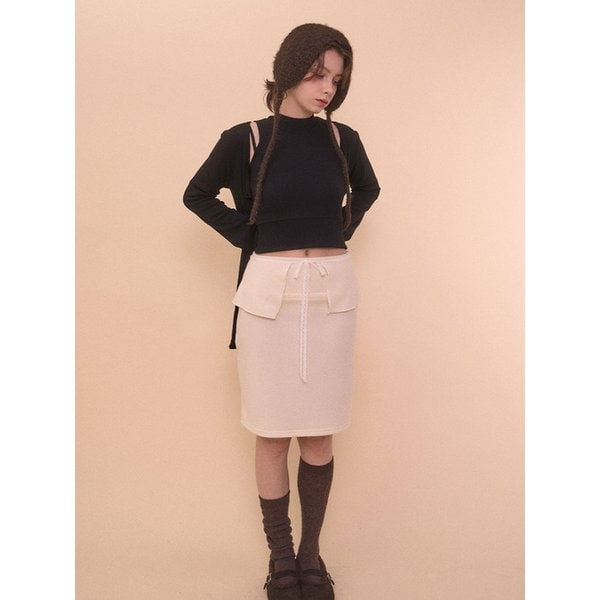 BOUCLE WRAP SKIRT-IVORY