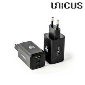 공식판매점 GaN 65W USB PD 멀티 3포트 초고속 충전기 UNPD65W PD3.0 PPS