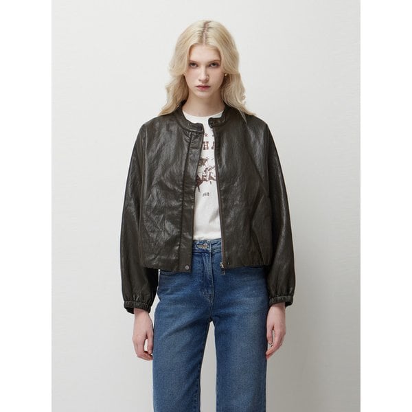 [Online Exclusive] 페이크 레더 블루종 점퍼_SALEE1611BR