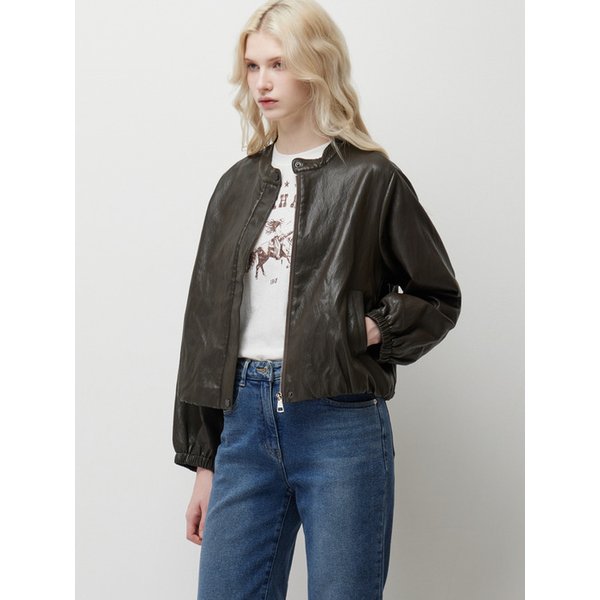 [Online Exclusive] 페이크 레더 블루종 점퍼_SALEE1611BR