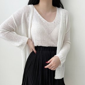블레오 여성 여름 시스루 라운드넥 예쁜 그물 나시 니트
