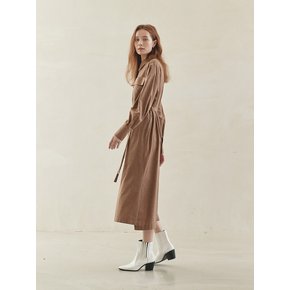 OUT POCKET HIDDEN SHIRT DRESS (earth brown)