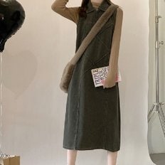  빈티지 데님 카라 민소매 원피스 LL-T169