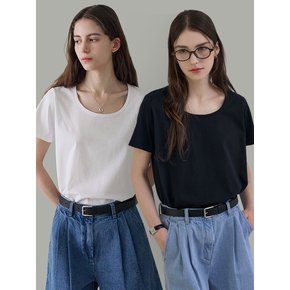 수피마 실켓 유 넥 반팔 티셔츠 [2PACK][1+1]