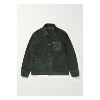 MR P. 미스터 피 풀그레인 가죽 트리밍 스웨이드 초어 재킷 그린 46376663162904124