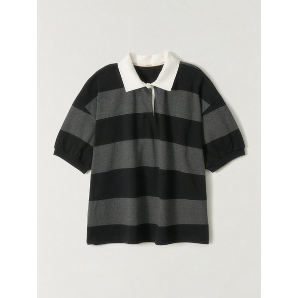 볼드 스트라이프 럭비 티셔츠 BLACK