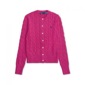 POLO RALPH LAUREN [ 10]케이블 니트 코튼 크루넥 카디건-핑크