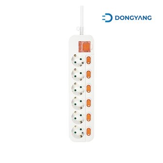  동양전자산업 6구 16A 메인 개별스위치 멀티탭 화이트 DYM-NSG6C/SC-050 (5m)