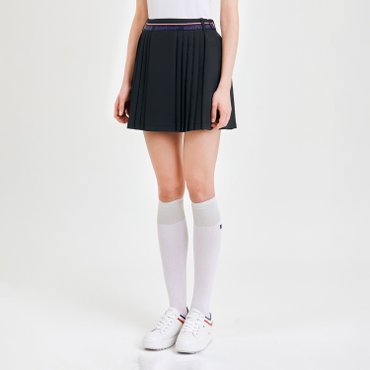 MARTINE GOLF [정상가 278000원]여성 허리 로고 플리츠 큐롯 블랙 (QW0DCU20339)