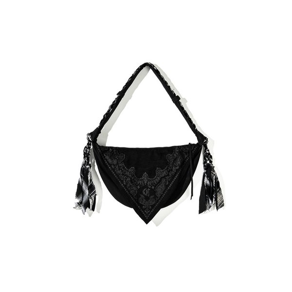 RUSTIC STRAP BANDANA HOBO BAG_BK