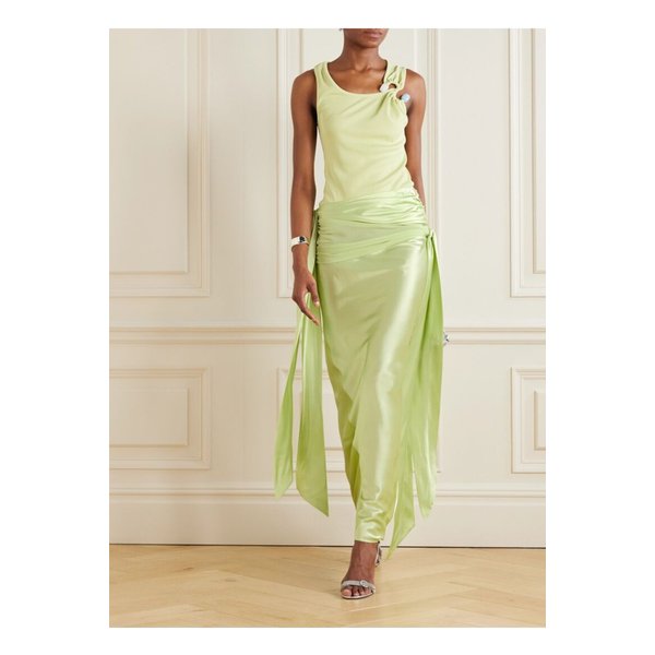 크리스토퍼 에스버 노트 디테일 개더드 시폰 트림 실크 새틴 맥시 스커트 1647597359174503