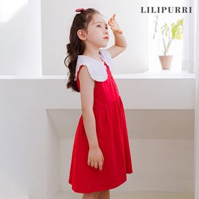 캔디 카라 원피스레드