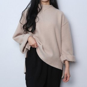 겉기모 골지 롤업 오버핏 트임 니트티