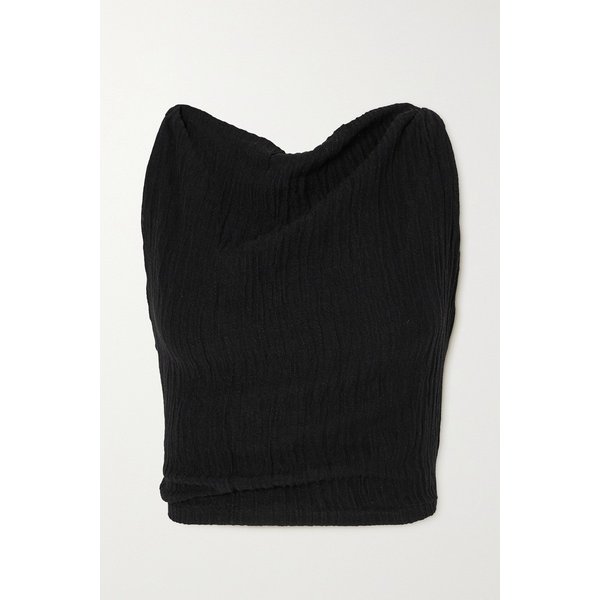 페이스풀 넷 서스테인 디오네 크롭 로프 트리밍 리넨 혼방 탑 블랙 1647597326474708