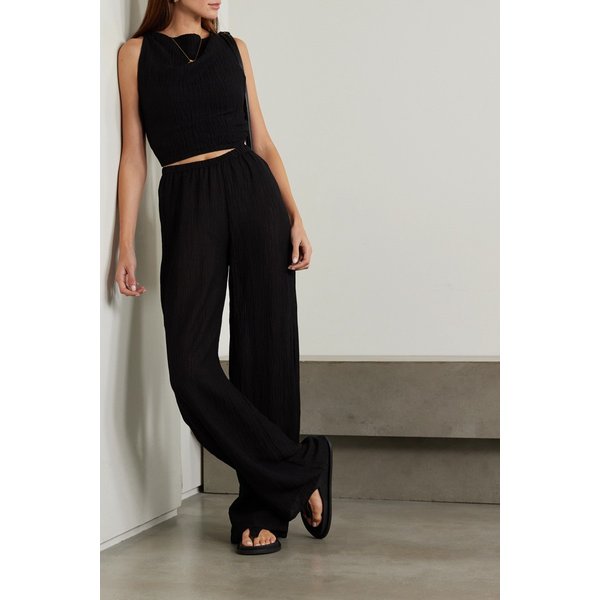 페이스풀 넷 서스테인 디오네 크롭 로프 트리밍 리넨 혼방 탑 블랙 1647597326474708