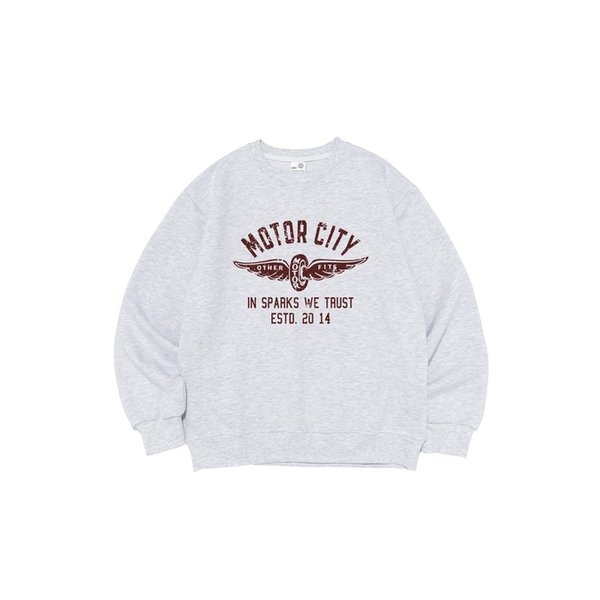 [기모/NO기모] 빈티지 모터시티 맨투맨 (라이트 그레이)