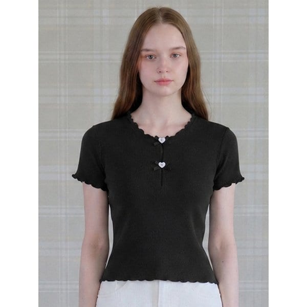 CANDY RIBBON FRILL T-SHIRT_BLACK