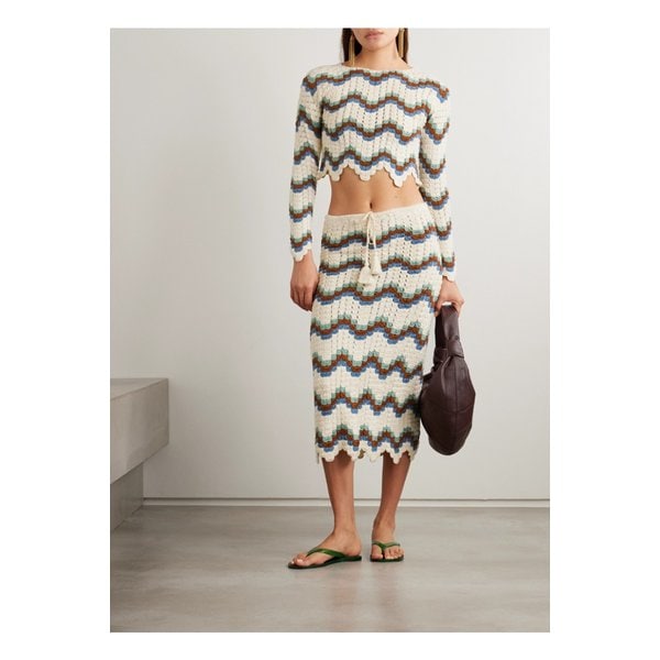 에스코비도 사피 크롭 스캘럽 크로셰  코튼 탑 크림 46376663162878459