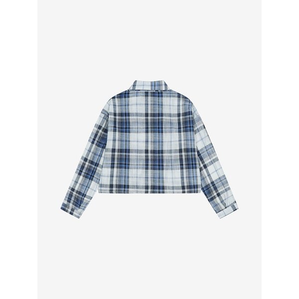 린넨라이크 체크 세미 크롭 셔츠 (VKBAF2452)