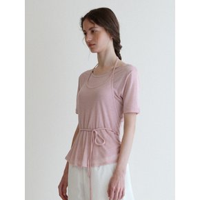 Tencel Layered T-shirt-lightpink