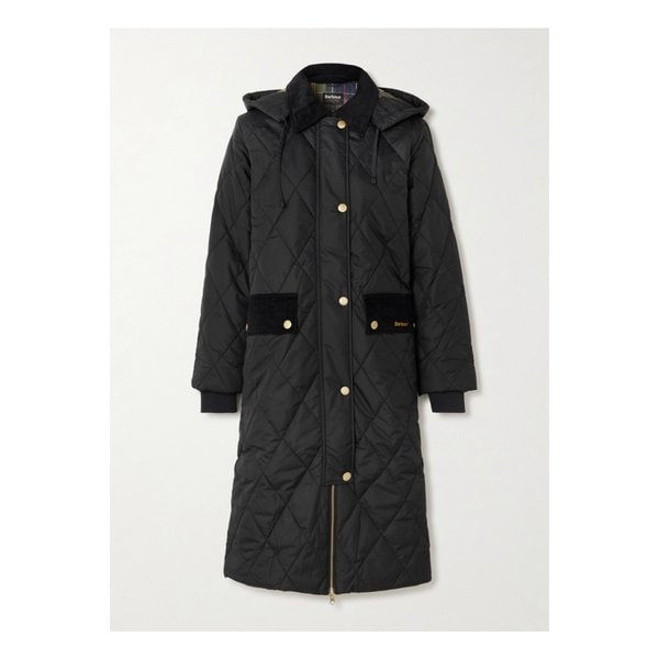 메레디스 후드 코듀로이 트리밍 퀼팅 셸 재킷 블랙 46376663162881807