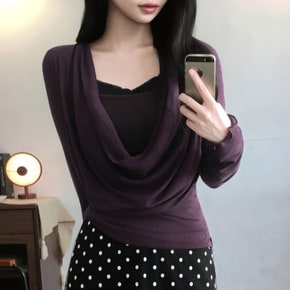 여리 청순 카울 드레이프 긴팔 티셔츠3color
