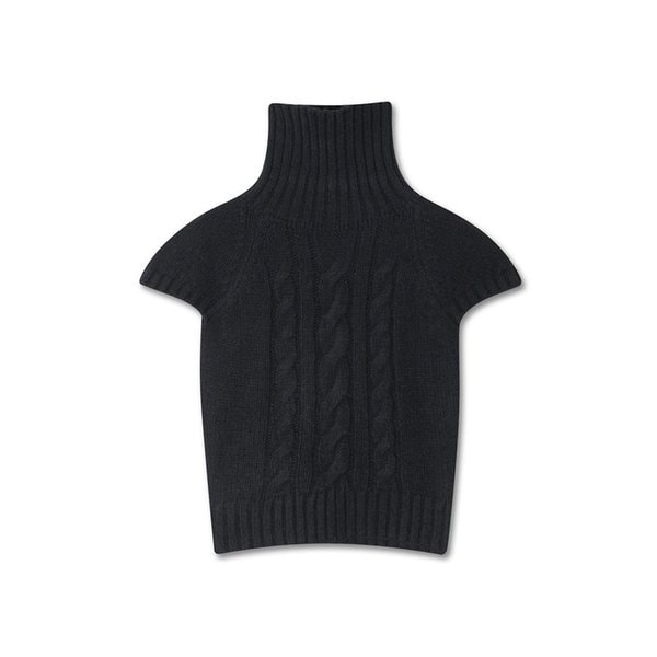TURTLENECK CABLE WOOL KNIT BLACK