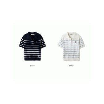 후아유 여성 스티브 카라 스트라이프 반팔 스웨터   Steve Collar Cable Stripe Sweater .._P360277549