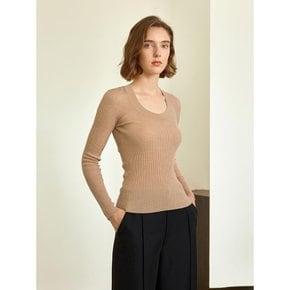 YY_U-neck wool slim knit top_3color