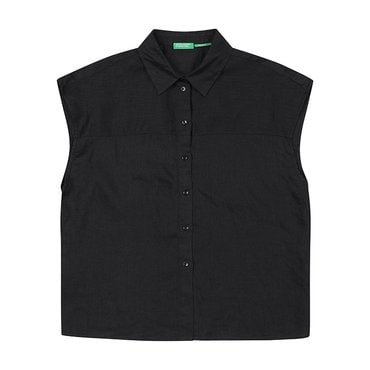 베네통 Sleeveless linen shirt_5BMLDQ03F100