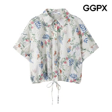 GGPX 플로럴 펀칭 스트링 블라우스 (GP6SH027F)