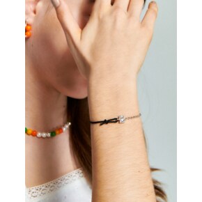 Motif Black Cord Silver Bracelet Ib269[Silver]