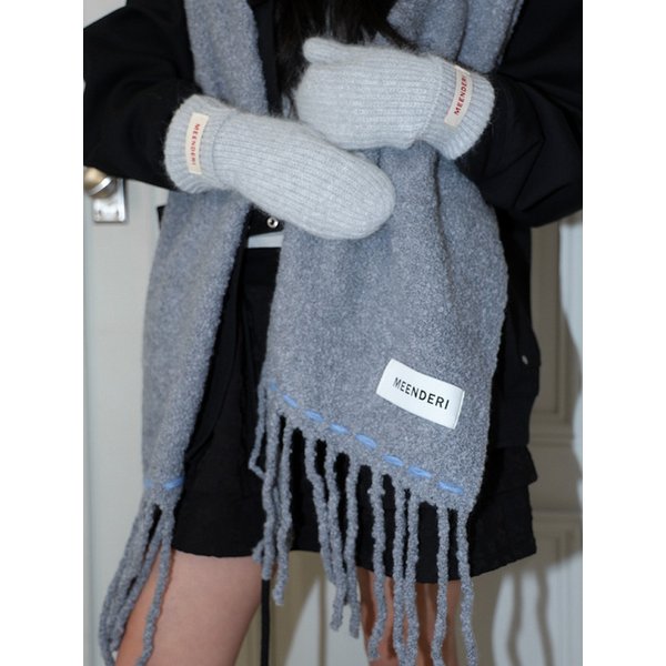 BOUCLE STITCH LONG MUFFLER - GREY