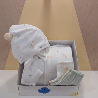 블루독베이비 WH)클린비비우주복,모자,,양말 선물세트(44A70-041-01+44A70-010-01)